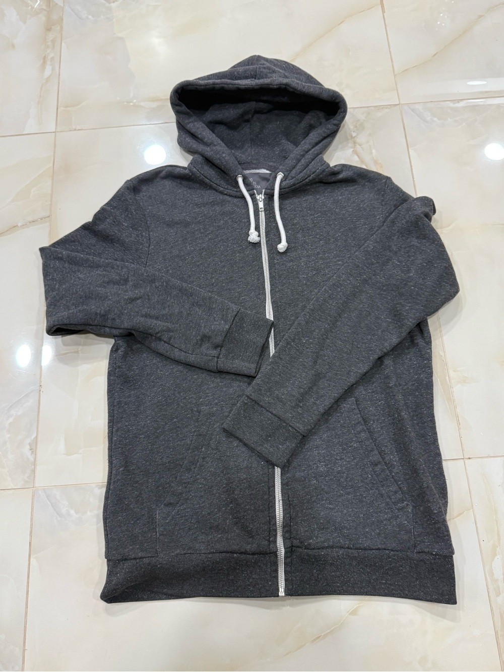 H&M Men's Charcoal Gray Full-Zip Hooded Sweater